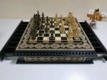 Wooden Chess set “Bright Victory”: with 2 Drawers, Decorated with beads + pieces "Battle of Thrones"+ "Knights" - Image 7