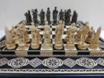 Wooden Chess set “Bright Victory”: with 2 Drawers, Decorated with beads + pieces "Cossacks" vs "Armed Forces of Ukraine" - Image 4