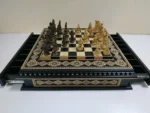 Wooden Chess set “Bright Victory”: with 2 Drawers, Decorated with beads + pieces "Cossacks" vs "Armed Forces of Ukraine" - Image 6