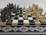 Wooden Chess set “Bright Victory”: with 2 Drawers, Decorated with beads + pieces "Cossacks" vs "Armed Forces of Ukraine" - Image 7