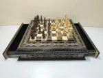 Wooden Chess set “Bright Victory”: with 2 Drawers, Decorated with beads + pieces "Cossacks" vs "Knights" - Image 7
