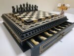 Wooden Chess set “Bright Victory”: with 2 Drawers, Decorated with beads + pieces "Elegant Classic" - Image 2