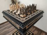 Wooden Chess set “Bright Victory”: with 2 Drawers, Decorated with beads + pieces "Battle of Thrones"
