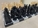 Classic Chess set: Glossy Chess Board "Black & White" + pieces "Knights" - Image 5