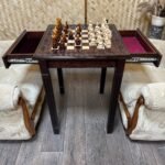 Wooden Chess set: Classic Chess Table with Drawers + glossy chess pieces "Elite" - Image 10