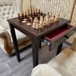 Wooden Chess set: Classic Chess Table with Drawers + glossy chess pieces "Elite" - Image 9