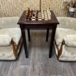 Wooden Chess set: Classic Chess Table with Drawers + glossy chess pieces "Elite" - Image 4