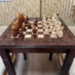 Wooden Chess set: Classic Chess Table with Drawers + glossy chess pieces "Elite" - Image 5
