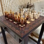 Wooden Chess set: Classic Chess Table with Drawers + glossy chess pieces "Elite" - Image 3