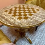 Wooden Chess Table “Fleur de Lys” Solid Ash wood - Image 3