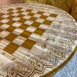 Wooden Chess Table “Fleur de Lys” Solid Ash wood - Image 7