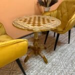 Wooden Chess Table “Fleur de Lys” Solid Ash wood