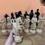 large wooden chess pieces