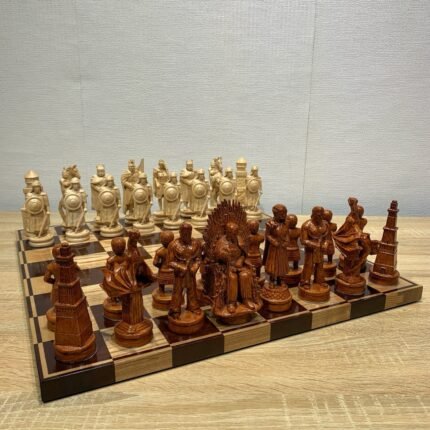 Magnetic Chess set: Glossy chess board + magnetic pieces "Battle of Thrones"+"Knights"