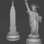 Custom order for Aurora. Wooden Chess Board "Bright Art" with Storage + chess pieces New York city buildings