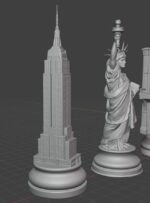 Custom order for Aurora. Wooden Chess Board "Bright Art" with Storage + chess pieces New York city buildings - Image 3