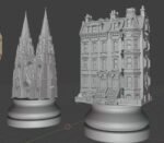 Custom order for Aurora. Wooden Chess Board "Bright Art" with Storage + chess pieces New York city buildings - Image 6