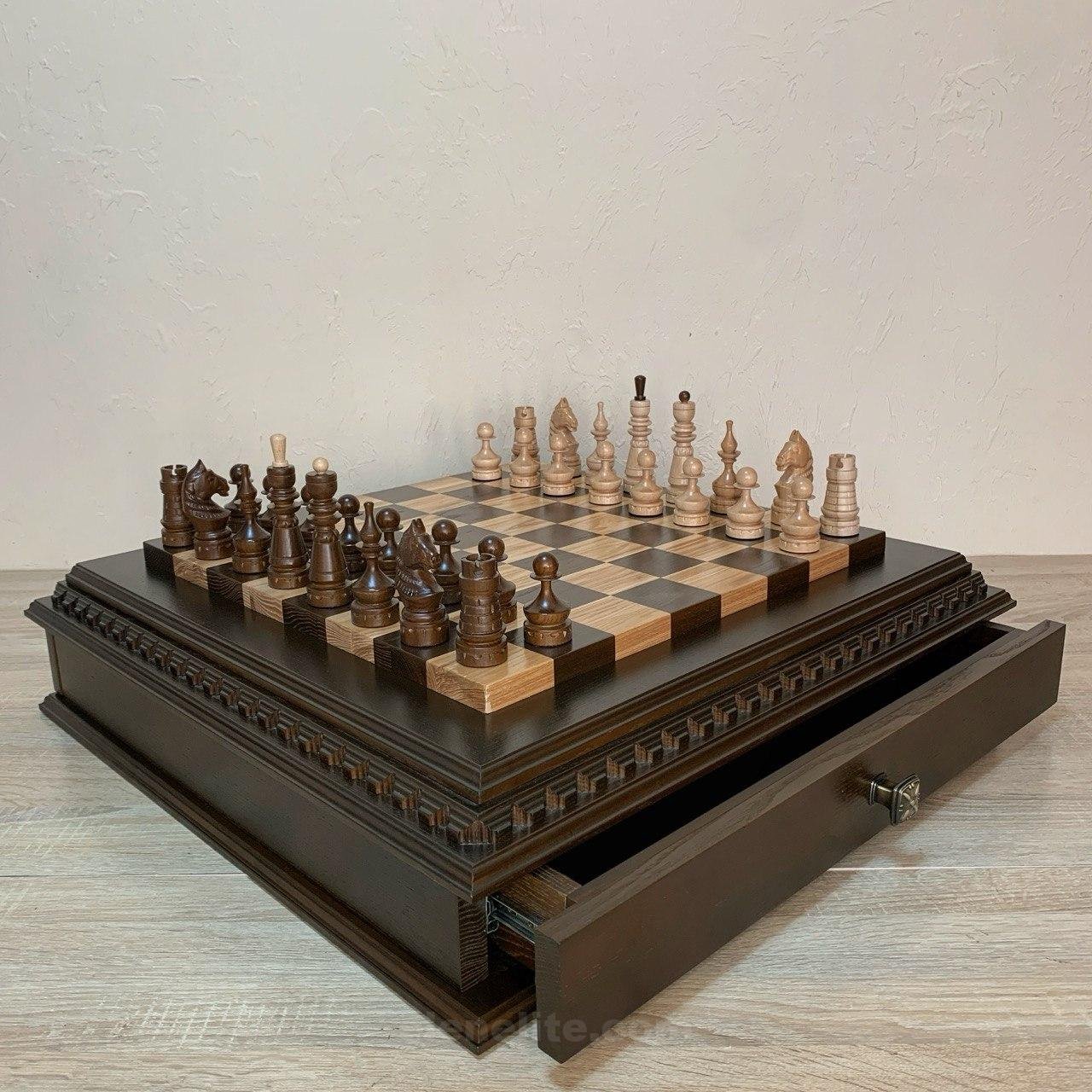 photo_2026-03-30_23-53-25 Chess set: Multifunctional Chess Board with 2 Drawers + pieces "Classic Luxe" - Image 1