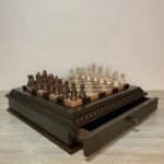 Chess set: Multifunctional Chess Board with 2 Drawers + pieces "Staunton"