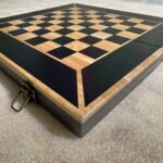 Wooden Folding Chess Board with Velvet-lined Storage for chess pieces - Image 3