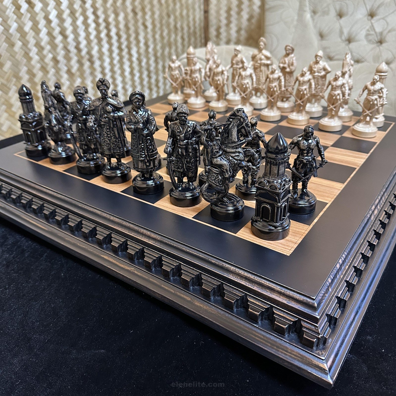 IMG_9458 Chess set: Chess board "Old Luxury" + chess pieces "Cossacks", vintage style - Image 1
