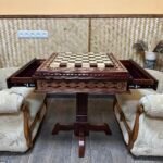 Chess Table "Royal Chic" with Storage Drawers, Ash wood, Handmade - Image 6
