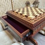 Chess Table "Royal Chic" with Storage Drawers, Ash wood, Handmade - Image 7
