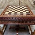 Chess Table "Royal Chic" with Storage Drawers, Ash wood, Handmade - Image 3