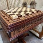 Chess Table "Royal Chic" with Storage Drawers, Ash wood, Handmade - Image 5