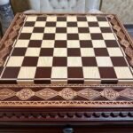 Chess Table "Royal Chic" with Storage Drawers, Ash wood, Handmade - Image 4