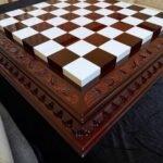 Wooden Chess Board "Leaves" Super Glossy, Carved, Handmade (In Stock) - Image 2