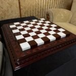 Wooden Chess Board "Leaves" Super Glossy, Carved, Handmade (In Stock) - Image 4