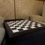 Wooden Chess board "Galaxy", Black & White, High gloss, Silver splashes (In Stock) - Image 4