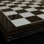 Wooden Chess board "Galaxy", Black & White, High gloss, Silver splashes (In Stock)