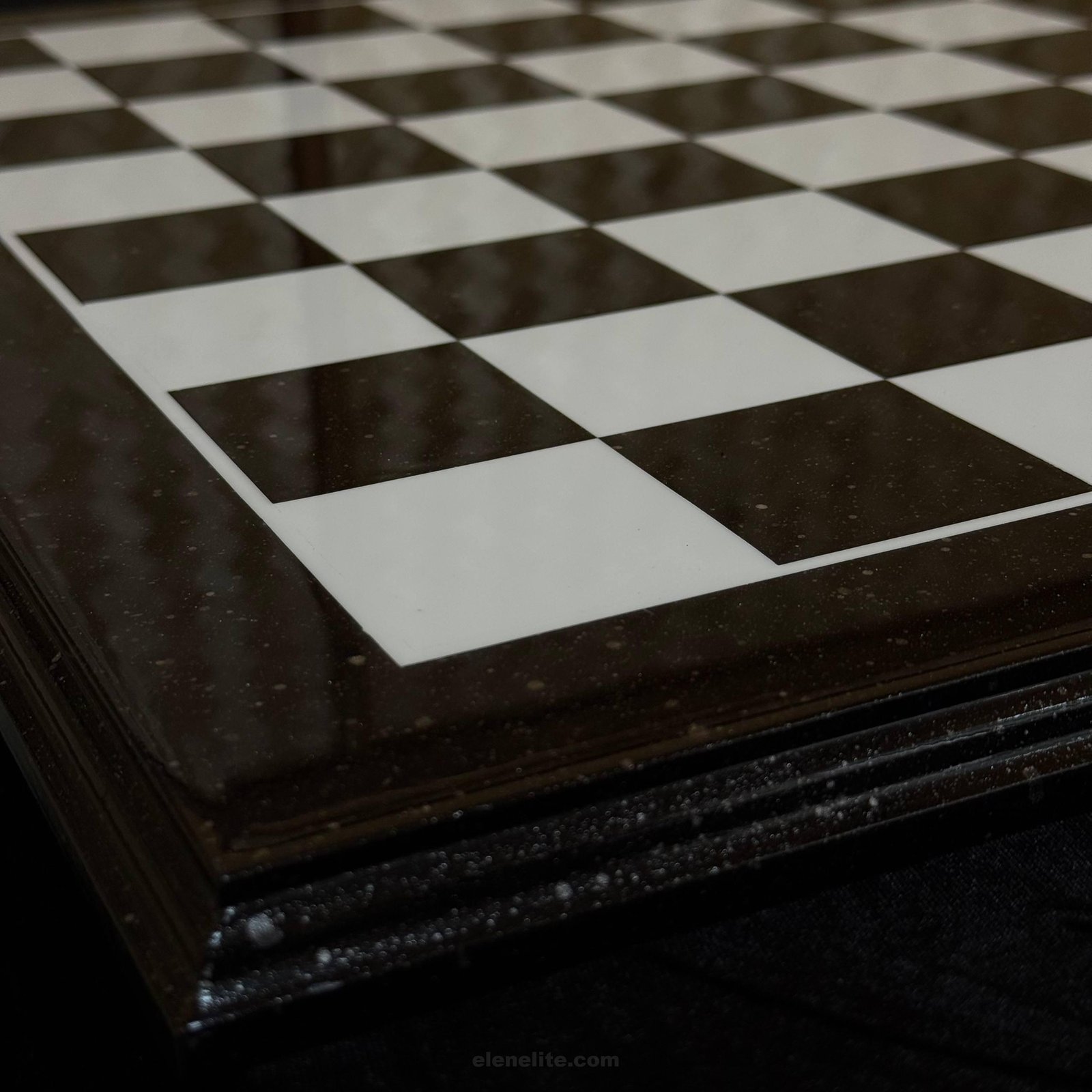 photo_2026-07-08_18-47-14 Wooden Chess board "Galaxy", Black & White, High gloss, Silver splashes (In Stock) - Image 1