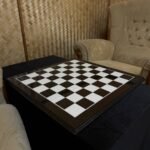 Wooden Chess board "Galaxy", Black & White, High gloss, Silver splashes (In Stock) - Image 2